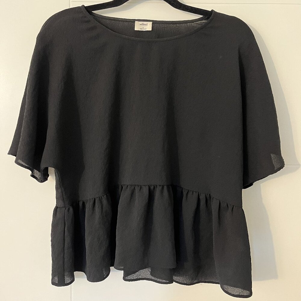 Aritzia/Wilfred Macee Peplum Top | Black | Size S